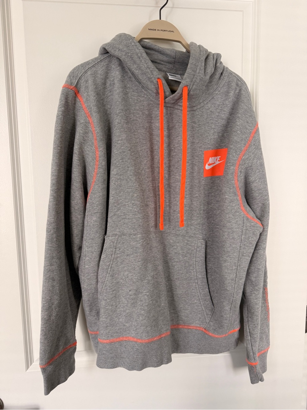 Nike Gray Hoodie with Bright Orange Accents